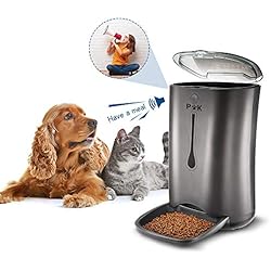 PUPPY KITTY 6.5L Distributeur de Croquettes pour Chats et Chiens Distributeur Automatique de Nourriture Enregistrement Vocal Programmable 4 Repas par Jour Noir