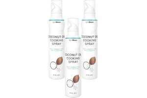‎GYMBEAM GymBeam 100% Kokosöl-Spray – Kokosöl-Kochspray für gesundes Kochen und Braten, einfache Dosierung, geruch- und geschmacksneutral, Fettkontrolle, hoher Rauchpunkt (200 ml (3er pack))