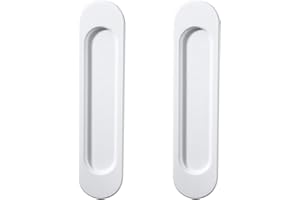 Biglumin 2 Pezzi Porta Scorrevole Autoadesiva, Maniglie a Incasso, Maniglia Porta Scorrevole, in lega di Alluminio Opaco con Manico Senza Punzonatura,Vetrine/148mm (Angolo arrotondato bianco)