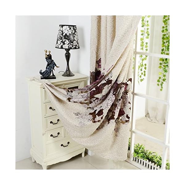 GWELL Semi-shade Floral Print Curtain Eyelet Ring Top Curtains/Drapes/Panels for Living Room Bedroom(One Panel) Flower - Image 7