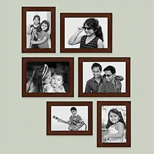 AJANTA ROYAL Collage Photo Frames (Set of 6, Wall Hanging - Brown) : A-93B