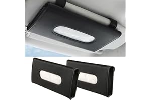 TUXIAOBU Porta Fazzoletti per Auto, Scatola per Fazzoletti per Visiera Auto, Supporto in Pelle PU per Visiera Auto e Accessori per Sedili Posteriori Scatola per Fazzoletti di Carta (Confezione da 2, Nero)