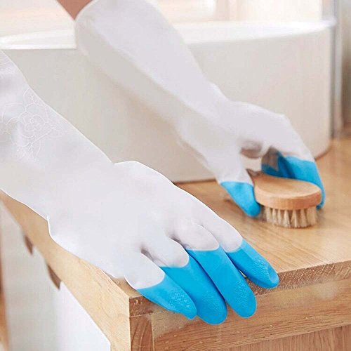 HiChange Wasserdichte Küchenreinigung Gummihandschuhe für Geschirrspülen Waschen Reinigung, 3 Paar (M-Größe) - 7