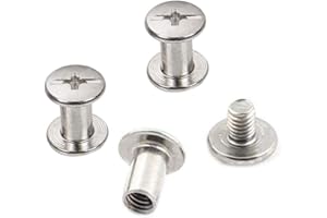 INCREWAY 5mm X 8mm Nickel Plated Binding Chicago Screw Posts Barrel Nuts Docking Rivets Silver Tone 30pcs