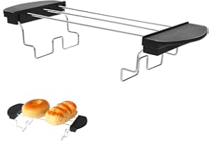 ANYUANKW Grill Toast Rack Grille à Pain Grillé en Acier Inoxydable Pliable Rack de Réchauffement avec Poignée pour Toast, Sandwichs et Croissants