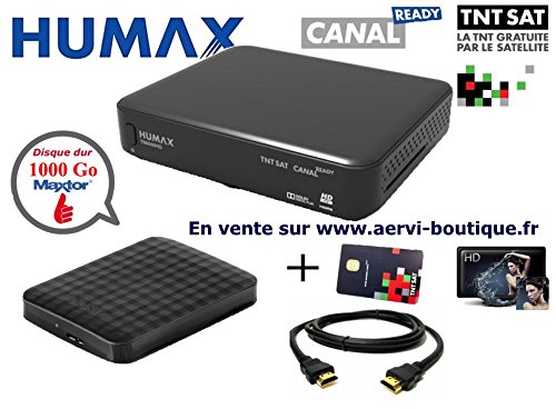 Pack Récepteur Satellite TNTSAT Humax TN8000HD PVR avec Disque Dur Externe Extra Slim 1 Téra 2,5