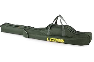 Lixada 100 cm / 150 cm Versatile Folding Fishing Rod Bag Zipped Storage Bags Pocket Holder (Dark Green-150 cm)