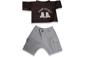 Build a Bear Build Your Bears Wardrobe - Completo con top e pantaloni, colore: marrone