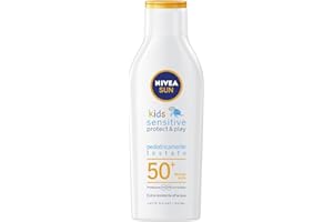 Nivea SUN Kids Sensitive Protect & Play FP50+ in 200 ml Flasche, Sonnenschutz ohne Duft, Babycreme für empfindliche Haut