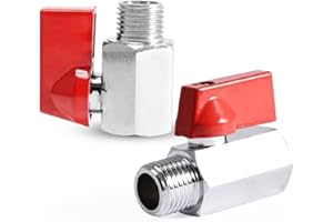 BEATIFIC 2 valvole a sfera da 1/4 pollici, 1/4" AG x 1/4" IG, mini valvola a sfera valvola a sfera, filettatura esterna BSP da 1/4" x filettatura interna, interruttore di arresto in ottone con manico,