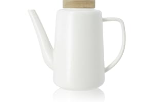 OGO LIVING - Theiere enzo 1200ml en porcelaine blanche et couvercle acacia - 7912016