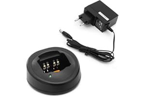 NEWASHAN Base - Caricabatterie da scrivania di ricambio per Motorola Radio GP340 GP380 GP680 HT750 HT1250LS PR860 PRO5450 HTN9000 HNN9010 Ni-MH Ni-CD Li-ION Batteria Ricarica Rapida (Adattatore UE)