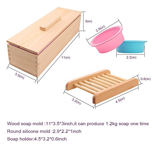 TTLIFE DIY Seifen Silikonform Set (4 Stück) mit einem zusätzlichen Seifenhalter – rechteckige Silikonform mit Holzkiste, plus 2 kleine Formen mit Lucky Clover Bild – best Schimmel zum Seifensieden. - 3