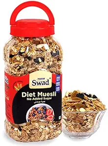 Swad Breakfast Cereal, Diet Muesli No Added Sugar (Multigrain Crunchy Oats, High Fibre, High Protein, Zero Transfat & Zero Cholesterol Muesli) Jar, 700 g