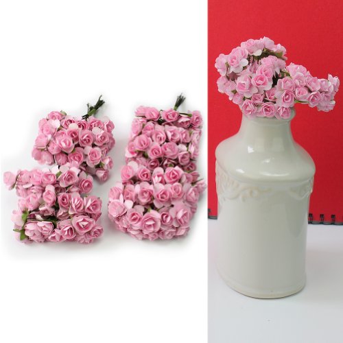 RHX Papier-Rosen, Hochzeitskarten-Deko, Elfenbeinfarben, 144 Stück - 3