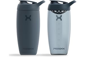 Promixx PURSUIT Protein Shaker Bottle 2-Pack – Premium Sports Shaker Bottles for Protein Mixes and Supplement Shakes – Stainless Steel 550ml, Ecozen 700ml, Midnight Blue