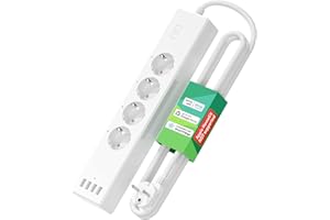 WiFi Regleta Inteligente 4 Tomas y 4 USB, Meross Enchufe Múltiple Inteligente Regleta WiFi Compatible con Alexa y Google Home