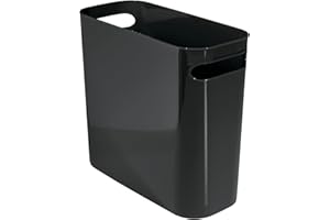 mDesign Poubelle de salle de bain – Poubelle pour chambre à coucher, salle de bain, maison et bureau – Corbeille à papier pratique – Noir