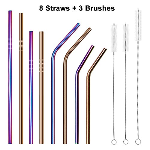Stainless Steel Drinking Straws CEEBON Reusable Washable Rainbow Straws for 20 30oz Tumblers Ramblers RTIC Yet