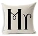 Produktbild Pormow MR & MRS Paare Baumwolle und Leinen Sofa/Hotel/Auto/Büro Dekorative Kissenbezüge Hochzeitsgeschenk,45x45cm