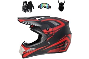 HaTur Casque de Motocross Casque Dot Casque Offroad Casque de Motocross pour Jeunes Unisexes Casque de Moto avec Gants Lunettes Masque