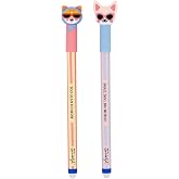 Mr. Wonderful Set of 2 Erasable Bo-Bo Cat and Chihuahua Pens &ndash; Blue Ink