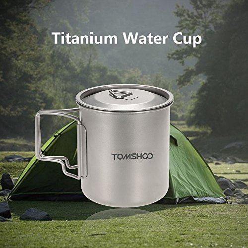 Docooler 420 ml Titanium Becher mit Cover Camping Becher mit Deckel Picknick Wasser Tasse Outdoor Geschirr - 7