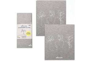 ‎ŒCOLIFE oecolife Schwammtuch 2er Set, aus Zellulose und Baumwolle, extrem saugfähig und langlebig, vollständig kompostierbar, wiederverwendbar und bis 95° waschbar, plastikfrei