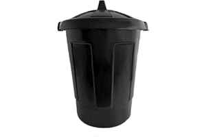 VTL® LARGE 90 LITRE PLASTIC WASTE BIN WITH LID- HEAVY DUTY- ANIMAL FEED- STYLISH BIN