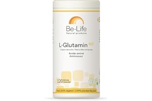 BE-LIFE| L-Glutamin 800 | Complément alimentaire | intestinale – muscles | Maintien de fibres musculaires | Tonus & vitalité | L-glutamine|120 Gélules