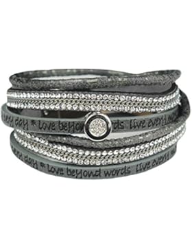 Mevina Damen Armband Glitzer Schrift Kette Strass Wickelarmband Magnetverschluss Shamballa Glitzerarmband Luxus