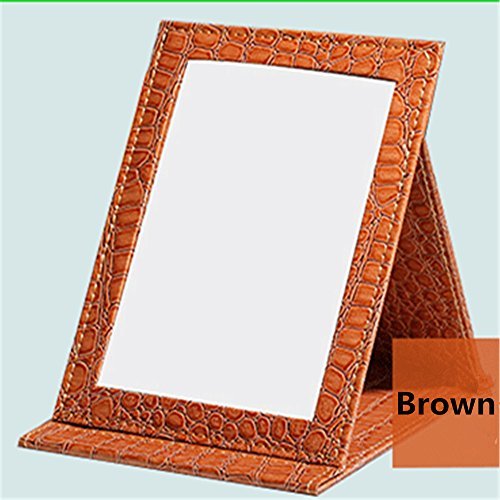 Miroir à maquillage portable Jyhyeu - Avec étui pliant en cuir synthétique rembourré - Pour voyage et camping