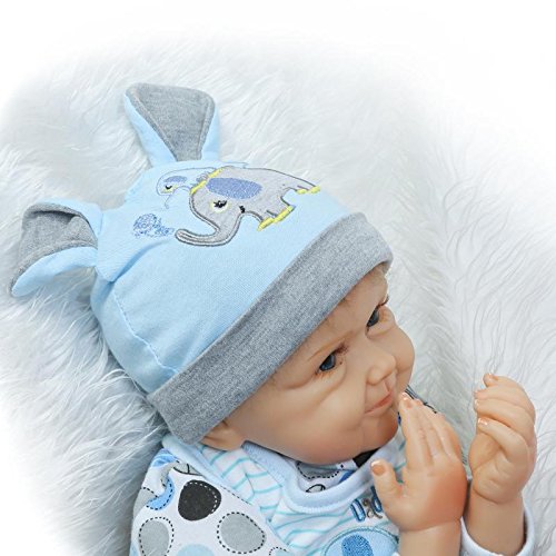 NPK NEW 22'' 55CM Silicone Lifelike Reborn Baby Doll Newborn Boy Dolls Cute Smiling Baby Gift Free Magnet Pacifier Dummy