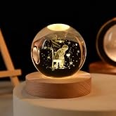 Senon Crystal Glass Globe LED Light USB Wired Wooden Stand Night Light Decorative Gift (Little Prince)