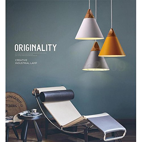 Generic E27 Holz Lampenschirm Anhänger für Hängeleuchte Decke Hängelampe Kronleuchter – Weiß - 6