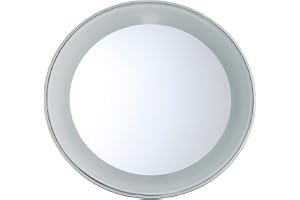 TWEEZERMAN Sminkspegel med ljus (15x förstoring, LED-ljus, sminkspegel med sugkoppar, 10,5 cm i diameter)