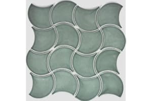 MOSANI Fächer Mosaik Fliese Keramik pastell petrol Welle Wandfliese Badfliese Küchenfliese WC - MOS13-FSW18