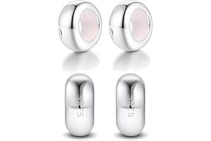 LOVANS Spacer Stopper Lot de 2-10 Breloques en Argent Sterling 925 avec Perles en Caoutchouc Stoppeur Charms Pour Bracelets Européens à Faire soi-même