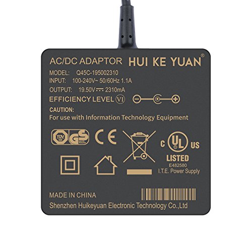 [TUV GS LISTED] HUIKEYUAN 45W 19,5V 2,31A Notebook Laptop Netzteil Ladegerät Ladekabel AC Adapter für HP Stream 11 13 14; HP Chromebook 14 11 G3 G4; HP Split x2 13; HP Slatebook 14; HP Pavilion Envy Spectre x360 x2 11 13 15 M1 M3 M6; HP 740015-002, 741727-001, TPN-LA03, 845611-001, PA-1450-56HA, 845836-850, HSTNN-CA40, 719309-003, 721092-001, 719309-001, 740015-001 Stromkabel, Stecker 4,5*3,0mm - 2