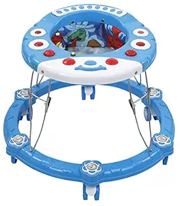 ODELEE Musical Baby Activity Cat Face Foldable Baby Walker for Kids with Music and Light Age 6 Month+ (Sky Blue)