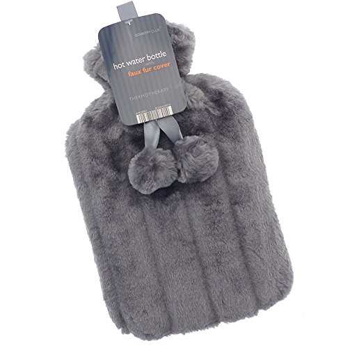 Plain Grey Furry Hot Water Bottle