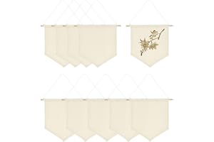 Gotrain 10 Stück Wand-Banner, leere Wand-Leinwand-Banner mit Holzdübel, Emaille-Pin, Banner, Wand-Display-Banner für Ausstellungsabzeichen, Knöpfe, Revers-Kollektionen (10 beige)