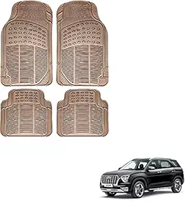 Kozdiko Car Simple Rubber Mats Beige Color 4Pcs for Hyundai Alcazar