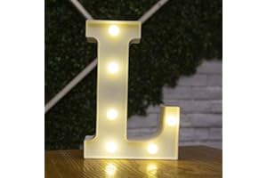 anso Alphabet LED Letters Light Up Numbers White Plastic Letters Standing Decor A to Z 0~9 (Letter L)