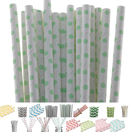 LUFA 25pcs / pack Einmalige Streifen Papier Strohe Einweg Mehrfarbenstrohe für Partei - 5
