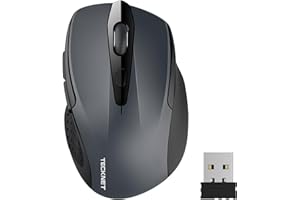 ‎TECKNET TECKNET Kabellose Maus, 2.4G Optische Funkmaus mit USB Empfänger, 2600 DPI, 24 Monate Akkulaufzei, Ergonomisches Design Wireless Mouse Kompatibel mit Laptop, PC, MacBook, Office Home, Grau