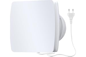 Kök med avgasfläkt Ø150 mm, Moonjor 320m³/h IPX4 vattentät badrumsfläkt med refluxdeflektor, 1 m EU-nätsladd för badrum, toalett, kök