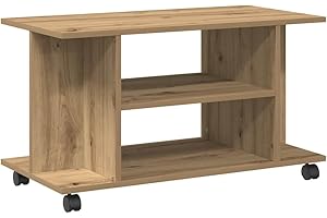vidaXL Mobile TV Ruote Rovere Artigianale 80x40x45cm Legno Multistrato, Mobile TV, Mobile Porta TV, Mobile multimediale, credenza TV, Armadio Hi-Fi