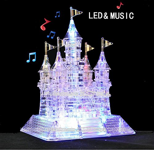 MC CHENMEI Crystal Castle 3D Puzzle Music Flash Model DIY Castle Early Learning Toy Puzzles Educational Toy gift for children