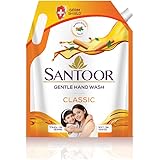 Santoor Classic Gentle Hand Wash with Natural Goodness of Sandalwood & Tulsi| Rich Lathering Formula With Anti-Bacterial Prop